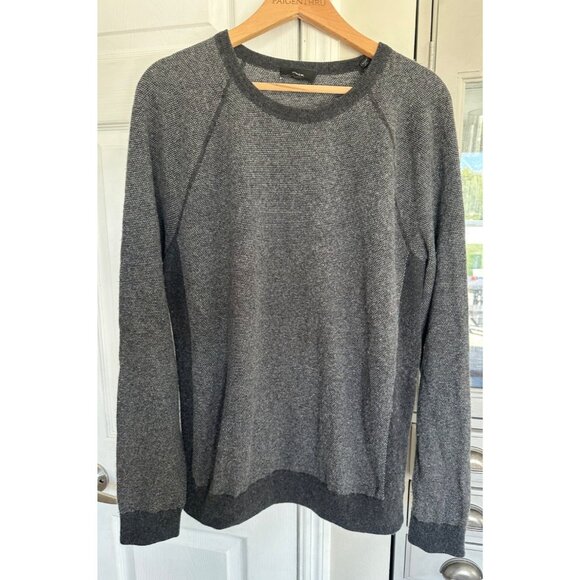 VINCE Grey Contrast Birdseye WOOL/CASHMERE Sweater Size XL - Picture 2 of 9